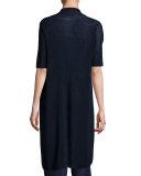 Ribbed Knee-Length Cardigan