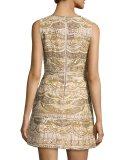 Sleeveless Embellished Silk Cocktail Dress, Light Yellow