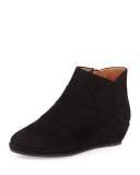 Nori Suede Demi-Wedge Bootie, Black