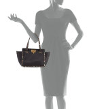 Rolling Rockstud Mini Tote Bag, Black