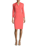 Bracelet-Sleeve Surplice-Front Sheath Dress, Matisse Red