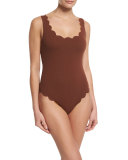 Palm Springs Scalloped One-Piece Swimsuit, Kava