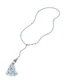 Mustique Milky Aquamarine & Sky Blue Topaz Tassel Necklace