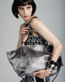 Jola Woven Double-Handle Satchel Bag, Gunmetal