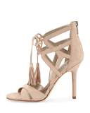 Azela Strappy Tassel Sandal, Soft Nude