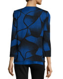 Ribbed Bracelet-Sleeve Jacket, Lyons Blue/Black, Plus Size