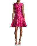 Leopard-Jacquard Fit-and-Flare Dress