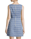 Lindsey Structured Striped Dress, Blue