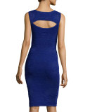Sleeveless Back-Cutout Sheath Dress, Cobalt 