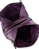 Edie 31 Leather Shoulder Bag, Silver/Aubergine