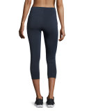 Paneled Mid-Rise Cropped Leggings, Navy
