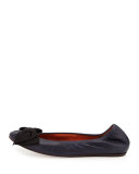 Grosgrain Bow Ballet Flat, Dark Navy