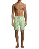 Hula Girl Swim Trunks, Dark Green