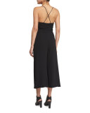 Sleeveless Wide-Leg Cropped Jumpsuit, Black