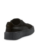 Satin-Trim Suede Creeper, Black