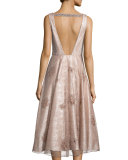 Sleeveless Lace Midi Cocktail Dress 