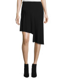 Asymmetric Pleated Skirt, Black