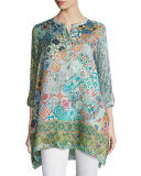 Jessner Tab-Sleeve Long Blouse, Plus Size