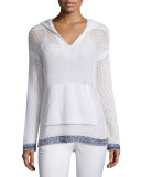 Thea Mesh Hooded Sweatshirt, White