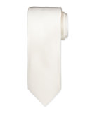 Solid Silk Satin Tie, Off White