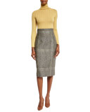 Herringbone Pencil Skirt, Gray/Black