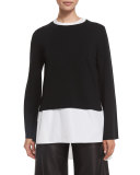 Double-Faced Bell-Sleeve Top, Black
