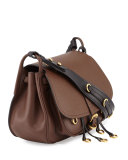 Leather Hunting Shoulder Bag, Dark Brown (Cacao/Nero)