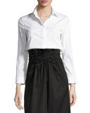 Zetra Bracelet-Sleeve Blouse, White