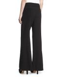 Paneled Crepe Flare Trousers, Black