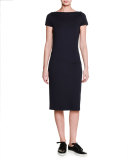 Cap-Sleeve Belted Sheath Dress, Blazer