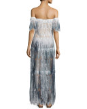 Comino Ombré Lace Maxi Coverup Dress, Blue