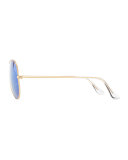 Aviator Sunglasses with Flash Lenses, Gold/Blue Mirror