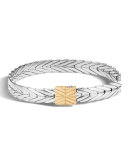 Modern Chain Gold/Silver 8mm Rectangular Bracelet with Pusher Clasp, Size M
