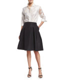 Floral Jacquard Button Blouse
