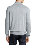 Classic Quarter-Zip Jersey Sweater, Gray/Navy