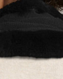 Fur-Trim Cashmere & Wool Infinity Scarf, Black