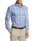 Holiday Plaid Sport Shirt, Pier Blue