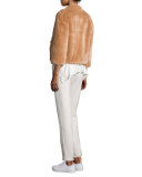 Collier Silk-Trim Track Pants, Ivory