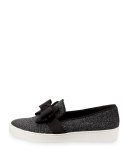 Val Glitter Bow Sneaker, Black