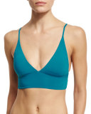 Olivia Long-Line Bralette Swim Top, Blue