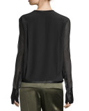 Blaine Silk Chiffon Surplice Top, Black