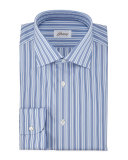 Alternating-Stripe Dress Shirt, Blue