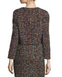 Sequined Tweed Cropped Jacket, Black