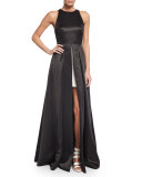 Clarabelle Sleeveless Split-Skirt Gown 