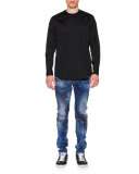 Long-Sleeve Poplin Tee, Black