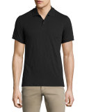 Slub-Knit Short-Sleeve Polo Shirt, Black