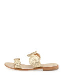 Lauren Double-Strap Metallic Sandal, Gold