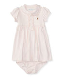 Cap-Sleeve Pima Polo Dress w/ Bloomers, Size 9-24 Months