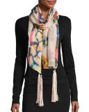 Carpet-Print Square Scarf, Eggshell