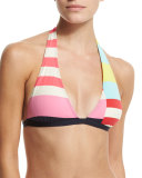 balboa island geo-print halter swim top